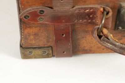 Lot 379 - A 19TH CENTURY LEATHER BOUND CARTRIDGE CASE