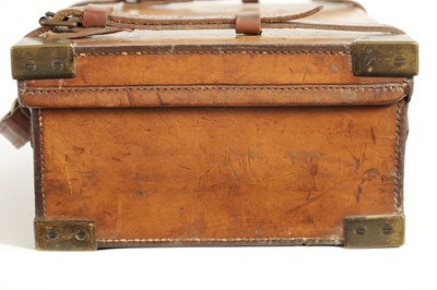 Lot 379 - A 19TH CENTURY LEATHER BOUND CARTRIDGE CASE