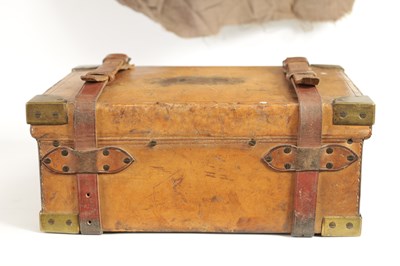 Lot 379 - A 19TH CENTURY LEATHER BOUND CARTRIDGE CASE