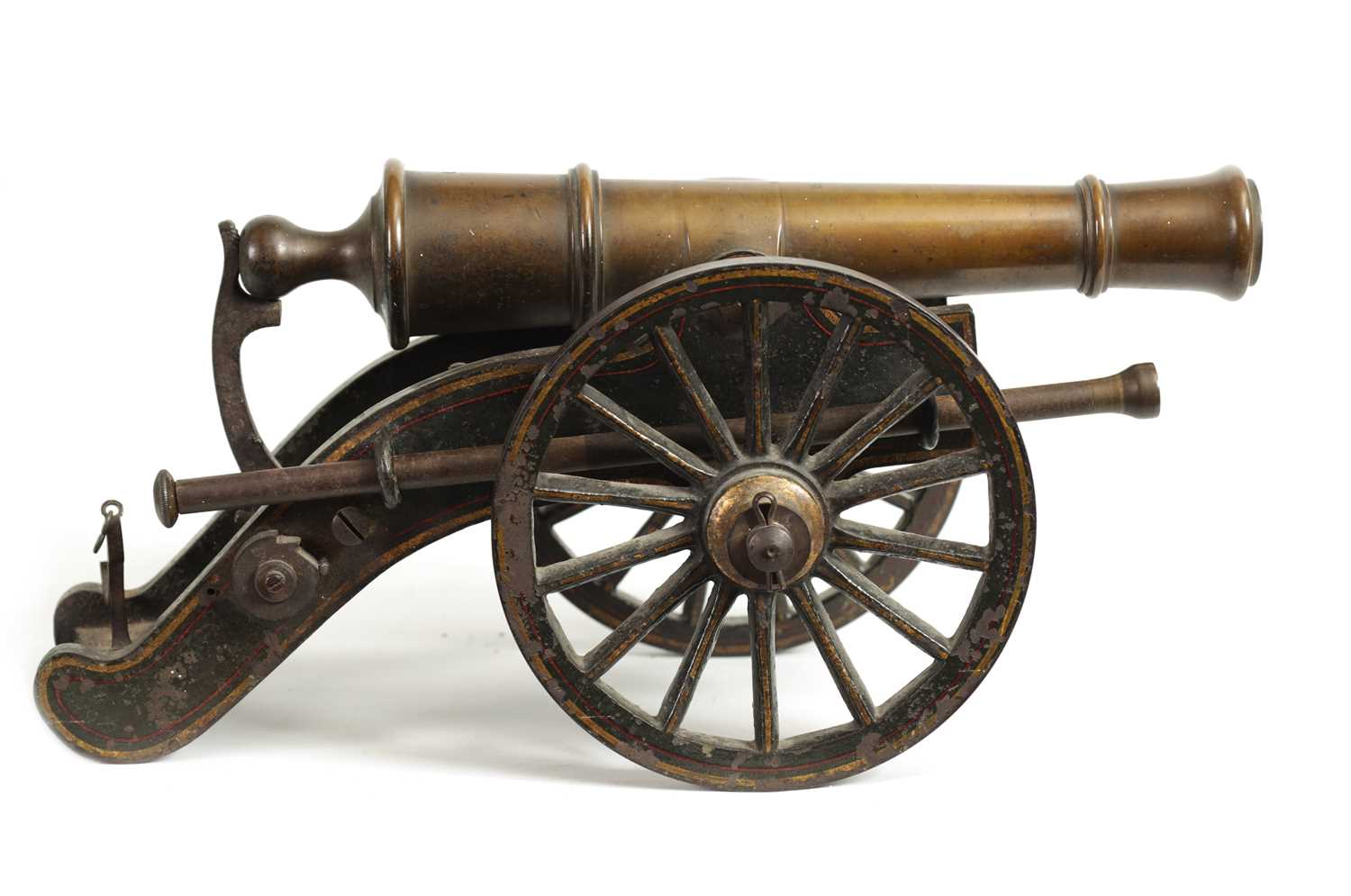 Lot 389 - A 19TH CENTURY BRONZE AND CAST IRON STARTING CANNON