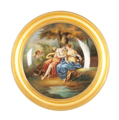 Lot 56 - A LATE 19TH CENTURY VIENNA STYLE FRAMED DISHED PORCELAIN PLAQUE