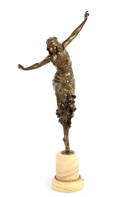 Lot 542 - PAUL PHILIPPE (1870 - 1930) A FINE AND IMPRESSIVE ART DECO BRONZE SCULPTURE OF A DANCING GIRL
