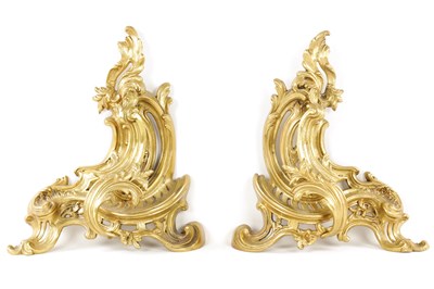 Lot 520 - A PAIR OF 19TH-CENTURY FRENCH ORMOLU CHENETS