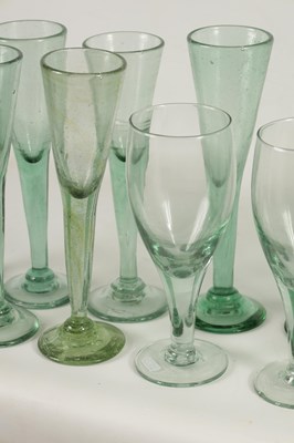 Lot 10 - A COLLECTION OF 19TH CENTURY GREEN WINE GLASSES