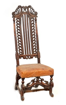 Lot 1081 - A 17TH CENTURY WALNUT SIDE CHAIR