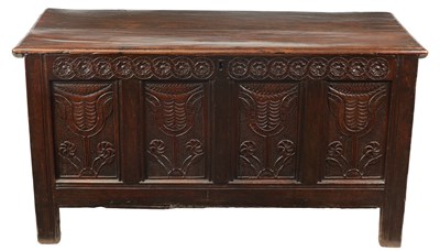 Lot 978 - A LATE 17TH-CENTURY JOINED CARVED OAK COFFER