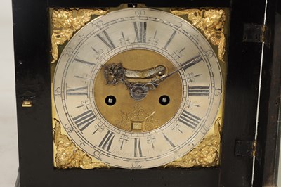 Lot 779 - WILLIAM SPEAKMAN, LONDON A WILLIAM AND MARY EBONISED GILT BRASS MOUNTED BASKET TOP BRACKET CLOCK