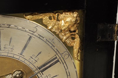 Lot 779 - WILLIAM SPEAKMAN, LONDON A WILLIAM AND MARY EBONISED GILT BRASS MOUNTED BASKET TOP BRACKET CLOCK