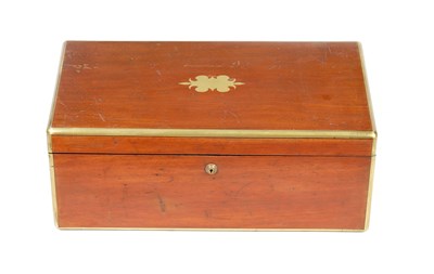 Lot 864 - AN EARLY 19TH CENTURY BRASS BOUND MAHOGANY WRITING SLOPE