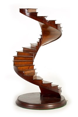 Lot 507 - A 20TH CENTURY MAHOGANY FRENCH MODEL OF A SPIRAL STAIRCASE