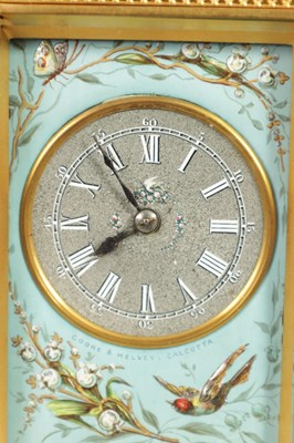 Lot 753 - A LATE 19TH CENTURY GILT BRASS AND ENAMEL PANELLED REPEATING CARRIAGE CLOCK