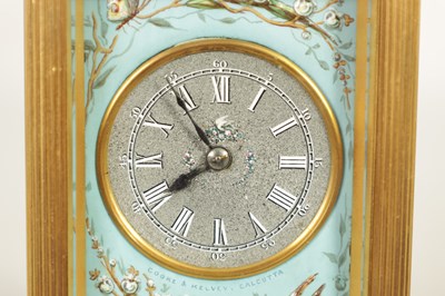 Lot 753 - A LATE 19TH CENTURY GILT BRASS AND ENAMEL PANELLED REPEATING CARRIAGE CLOCK