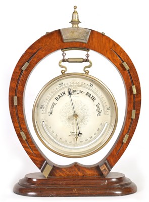 Lot 994 - AN UNUSUAL LATE 19TH CENTURY ANEROID BAROMETER OF EQUESTRIAN INTEREST