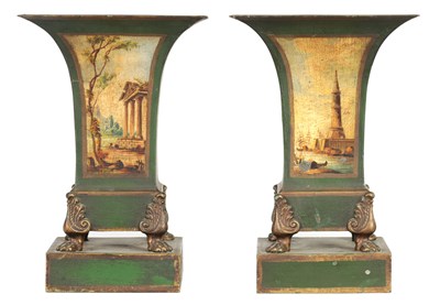 Lot 509 - A PAIR OF FRENCH TOLEWARE FLARED PLANTERS
