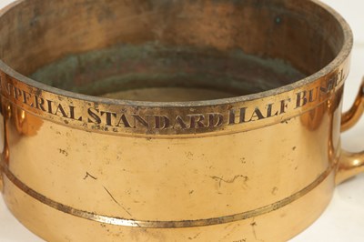 Lot 495 - A SET OF THREE 19TH CENTURY IMPERIAL STANDARD CAST BRASS GRAIN MEASURES BY BATE LONDON