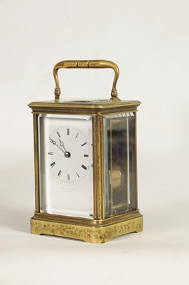 Lot 717 - JAPY FRERES. A LATE 19TH CENTURY FRENCH ENGRAVED STRIKING CARRIAGE CLOCK