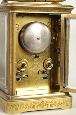 Lot 717 - JAPY FRERES. A LATE 19TH CENTURY FRENCH ENGRAVED STRIKING CARRIAGE CLOCK