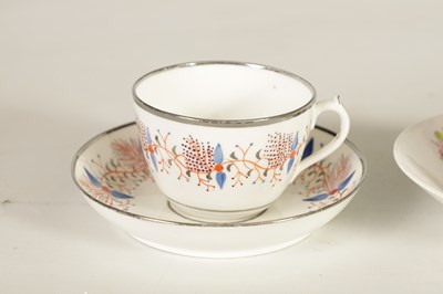 Lot 59 - A COLLECTION OF SIX VARIOUS 19TH CENTURY PORCELAIN AND CHINAWARE LARGE TEACUPS AND SAUCERS