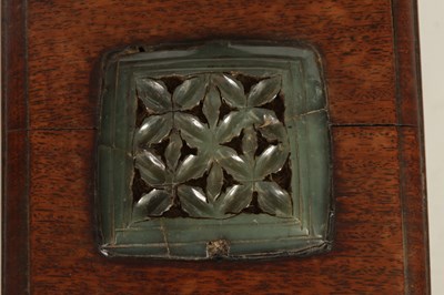 Lot 192 - AN EARLY CHINESE JADE PLAQUE MOUNTED ON LATER BOX