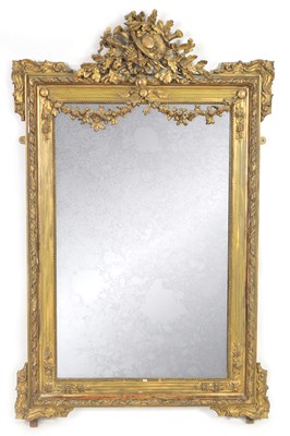 Lot 1008 - A 19TH CENTURY GILT GESSO FRENCH HANGING MIRROR