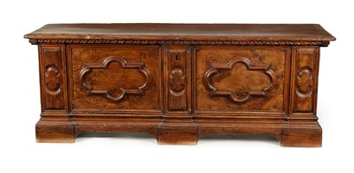 Lot 968 - A 17TH CENTURY ITALIAN WALNUT CASSONE