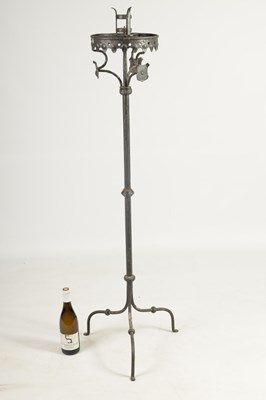 Lot 444 - A 17TH CENTURY CAST IRON STANDING PRICKET STICK