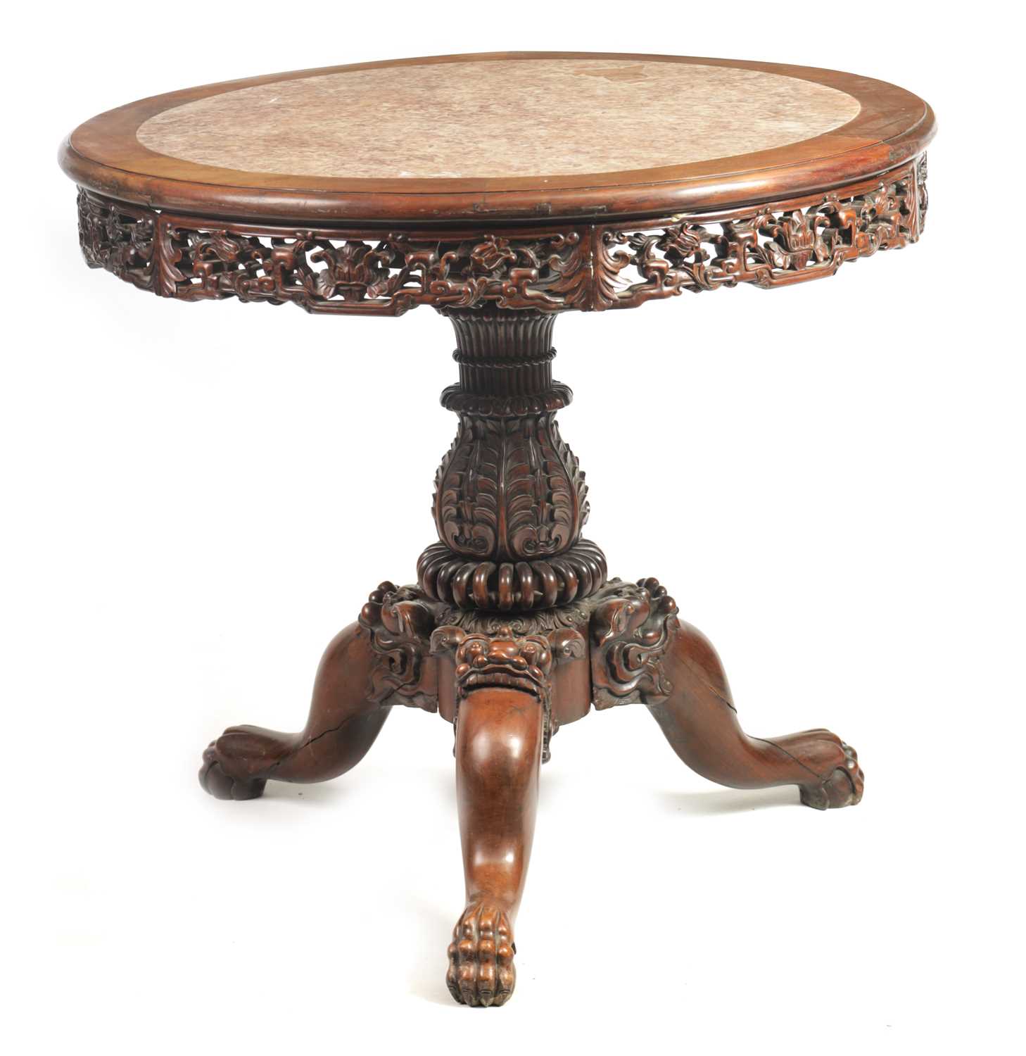 Lot 180 - A GOOD 19TH CENTURY CHINESE HARDWOOD CENTRE
