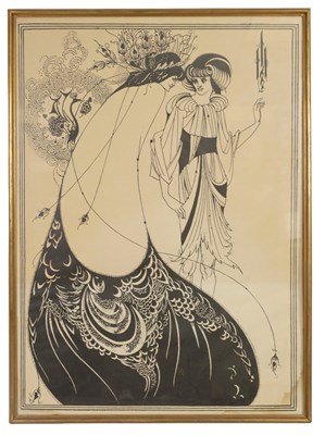 Lot 675 - A VINTAGE PRINTED POSTER BY AUBREY BEARDSLEY “THE PEACOCK SKIRT”