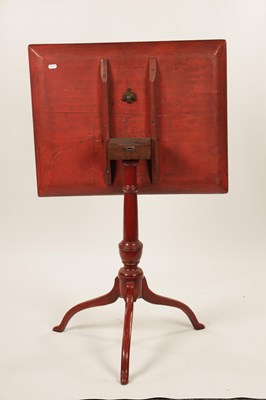 Lot 1317 - A LATE REGENCY RED LACQUERWORK TILT TOP TRIPOD TABLE