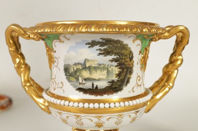 Lot 49 - AN EARLY 19TH CENTURY FLIGHT BARR & BARR, WORCESTER PORCELAIN TWO HANDLED URN SHAPED VASE