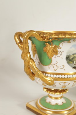 Lot 49 - AN EARLY 19TH CENTURY FLIGHT BARR & BARR, WORCESTER PORCELAIN TWO HANDLED URN SHAPED VASE