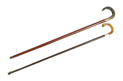 Lot 468 - TWO 19TH CENTURY HORN HANDLED SWORD STICKS