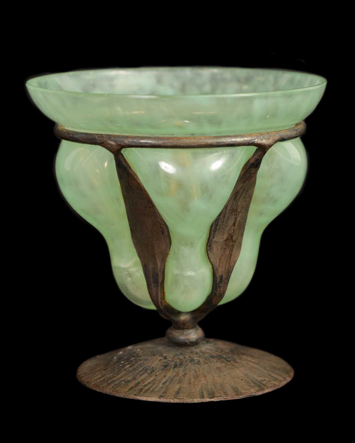 Lot 7 - A SCHNEIDER GLASS AND IRON ART NOUVEA VASE