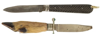 Lot 377 - AN OVERSIZED FOLDING KNIFE AND ANOTHER