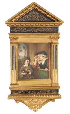 Lot 659 - A 19TH CENTURY ITALIAN GILT AND LACQUERED PICTURE FRAME