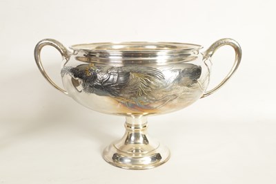 Lot 130 - A FINE AND LARGE JAPANESE SILVER AND MIXED METAL BOWL BY AMETANI YUMIN