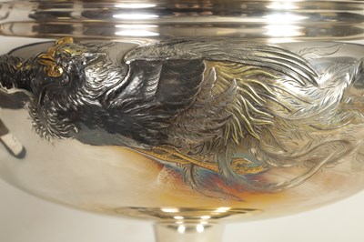 Lot 130 - A FINE AND LARGE JAPANESE SILVER AND MIXED METAL BOWL BY AMETANI YUMIN