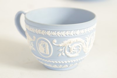 Lot 58 - A LATE 18TH CENTURY WEDGWOOD JASPERWARE CUP AND SAUCER