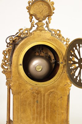 Lot 791 - A LATE 19TH CENTURY FRENCH GILT METAL AND CHAMPLEVE ENAMEL CLOCK GARNITURE