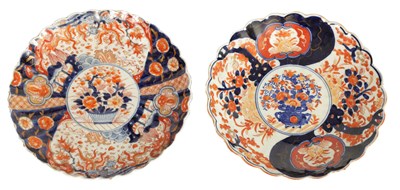 Lot 221 - TWO 19TH CENTURY JAPANESE IMARI PORCELAIN CHARGERS