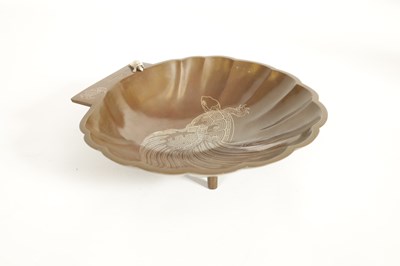 Lot 100 - A JAPANESE MEIJI PERIOD BRONZE AND SILVER INLAID TURTLE DISH