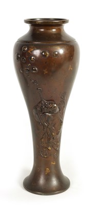 Lot 113 - A JAPANESE MEIJI PERIOD PATINATED BRONZE VASE