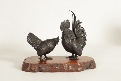 Lot 209 - A JAPANESE MEIJI PATINATED BRONZE SCULPTURE ON HARDWOOD BASE