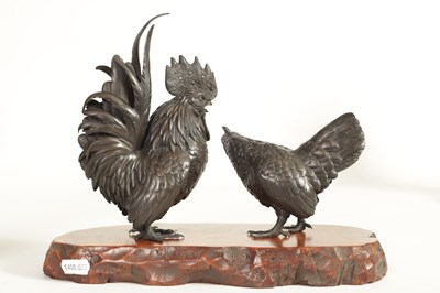 Lot 209 - A JAPANESE MEIJI PATINATED BRONZE SCULPTURE ON HARDWOOD BASE