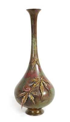 Lot 146 - A JAPANESE MEIJI PERIOD MULTI PATINA BRONZE SNAIL VASE