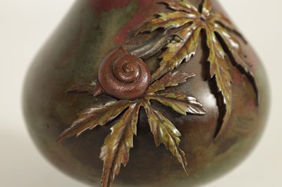 Lot 146 - A JAPANESE MEIJI PERIOD MULTI PATINA BRONZE SNAIL VASE