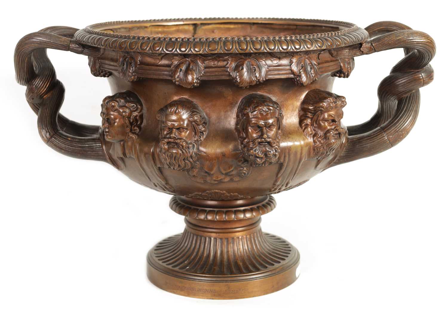 Lot 592 - A LARGE LATE 19TH CENTURY PATINATED BRONZE WARWICK VASE BY THE BARBEDIENNE FOUNDRY