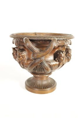 Lot 592 - A LARGE LATE 19TH CENTURY PATINATED BRONZE WARWICK VASE BY THE BARBEDIENNE FOUNDRY