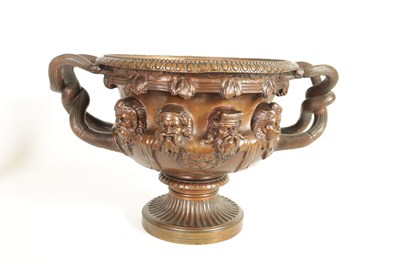 Lot 592 - A LARGE LATE 19TH CENTURY PATINATED BRONZE WARWICK VASE BY THE BARBEDIENNE FOUNDRY