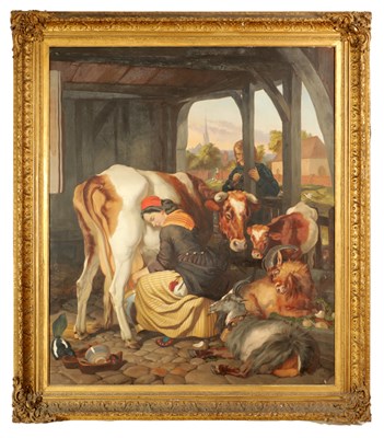 Lot 661 - AFTER SIR EDWIN HENRY LANDSEER (1802 - 1873). A MASSIVE 19TH CENTURY COPY OF “THE MAID AND THE MAGPIE”